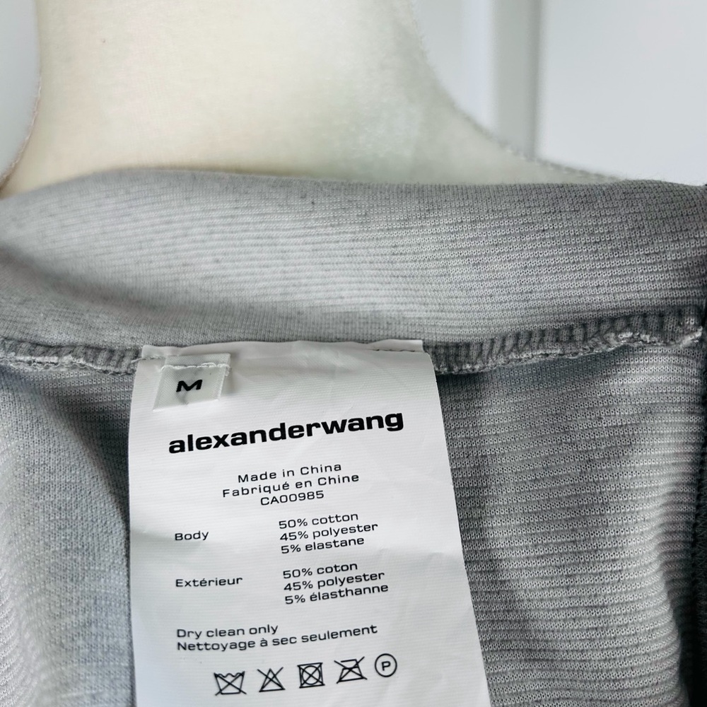 Alexander Wang Cropped Short Sleeve Hoodie in Grey Cotton EUC - Picture 11 of 11